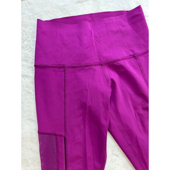 Lululemon Leggings Womens Size 6 Fuchsia Cropped High Rise Mesh Panels On Sides - Picture 9 of 12